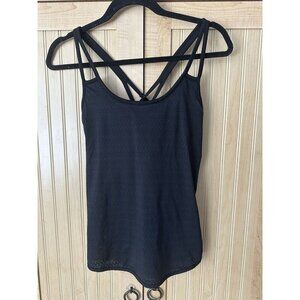 ATHLETA Women's Black Mesh Crossback Strap Sports Bra Tank Top Size XS